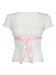 Fiona ribbon white top