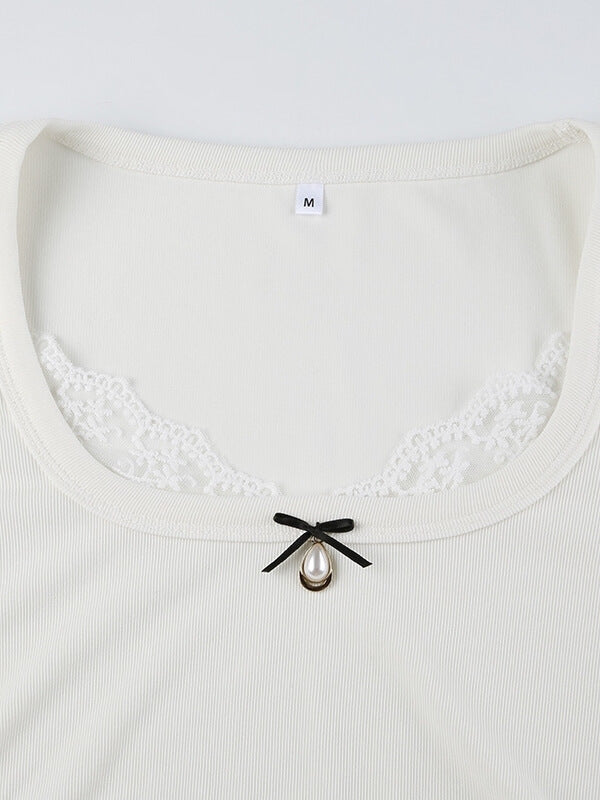 Giselle lace pearl top