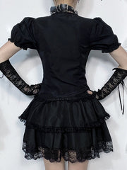 Gothic lolita black puff blouse