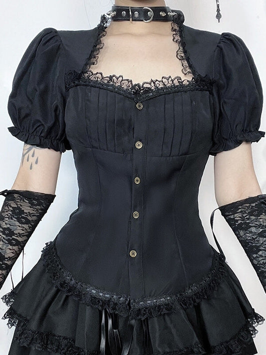 Gotisk sort lolita bluse