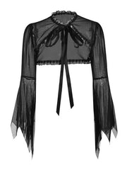 Lace ribbon see-through bolero