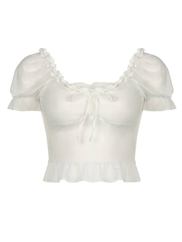 Lorraine soft lace puff top Kawaii Side