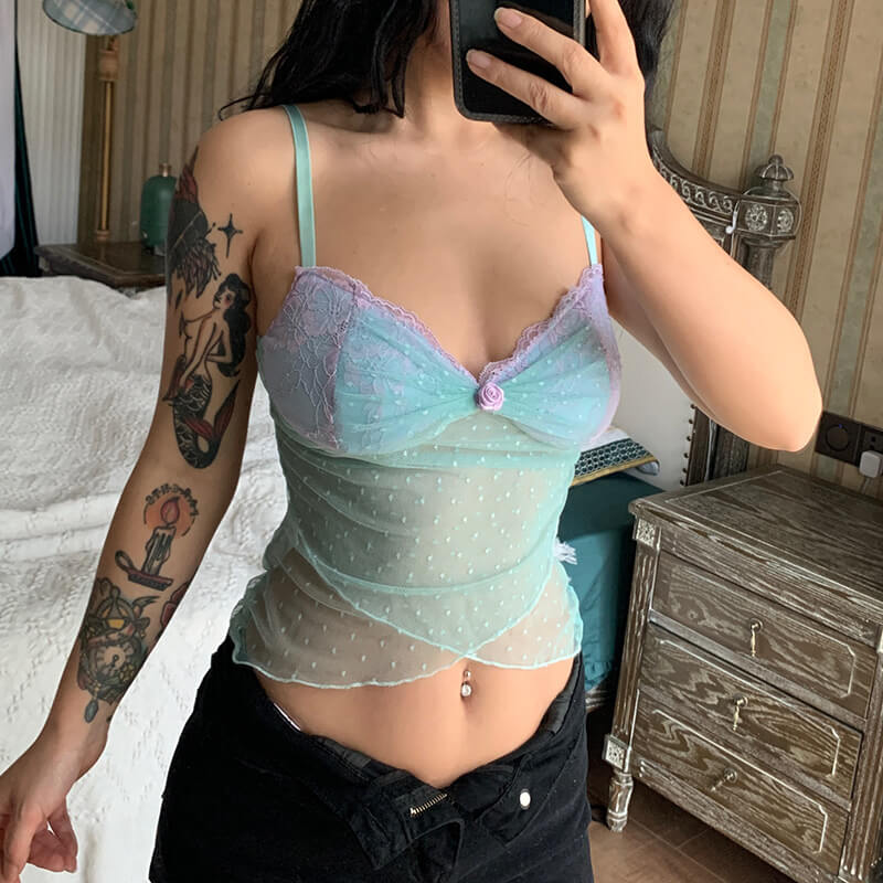 Mermaid aesthetic mint camisole Kawaii Side