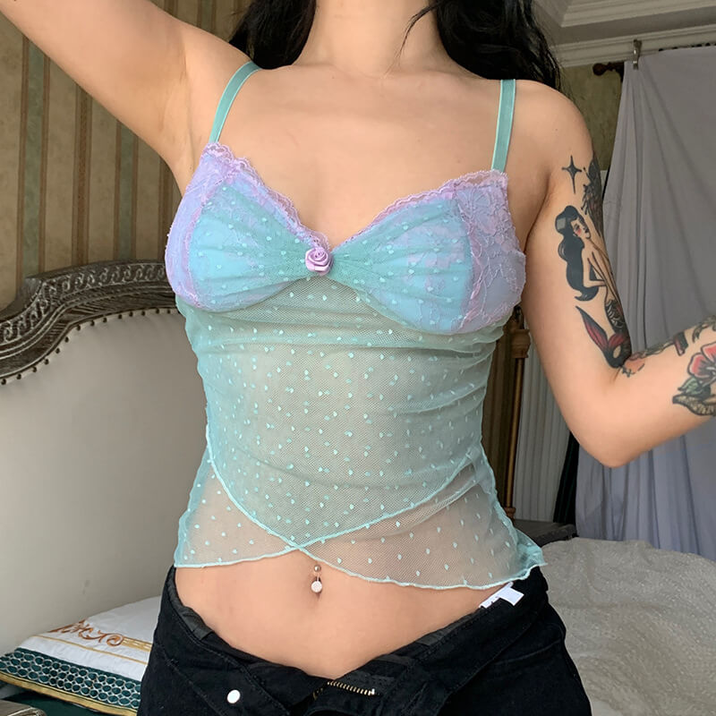 Mermaid aesthetic mint camisole Kawaii Side