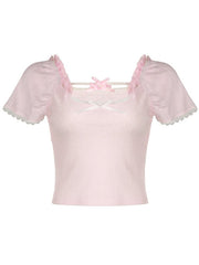 Michelle cute bow girly top