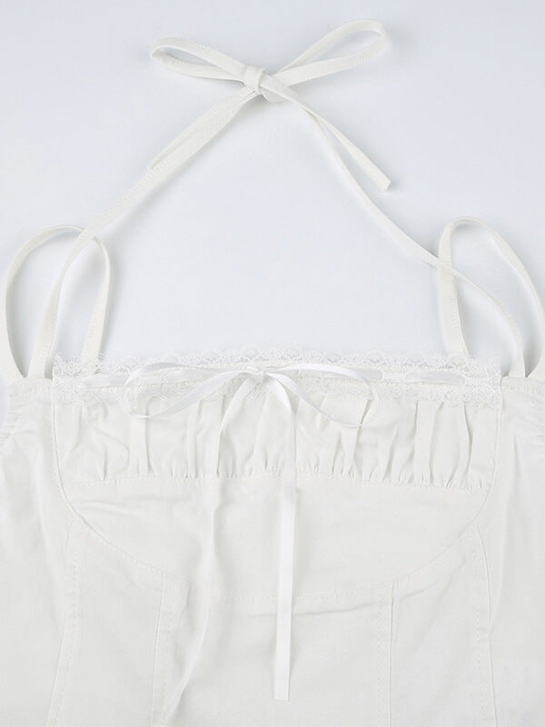 Olivia lace white halter top