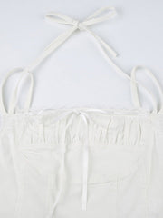 Top halter blanco de encaje Olivia