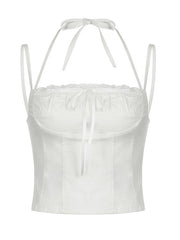 Olivia lace white halter top