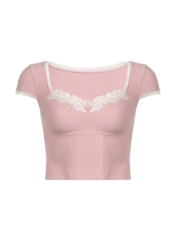 Pink doll lace top