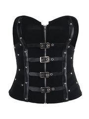 Punk girl leather buckle bustier corset