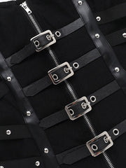 Corsetto bustier con fibbia in pelle da ragazza punk