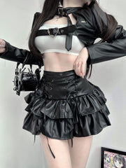 Punk spicy girl leather bolero