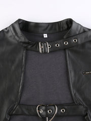 Punk spicy girl leather bolero