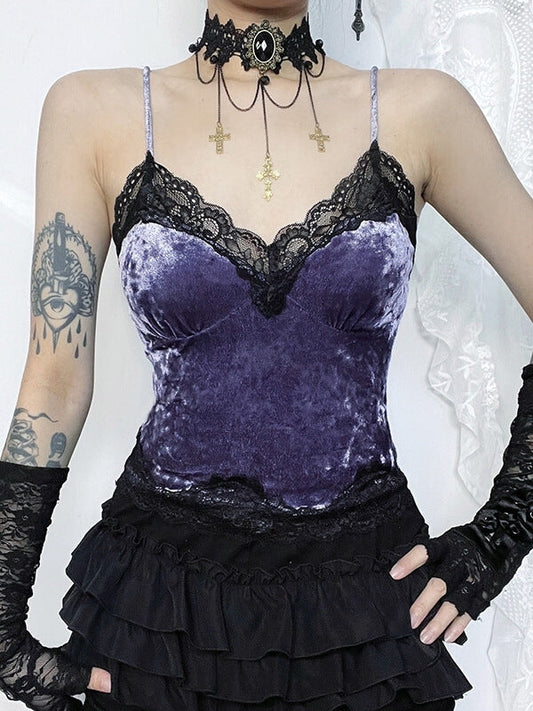 Purple velvet camisole