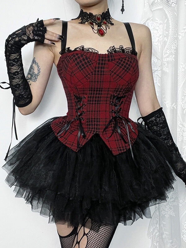 Red plaid doll camisole