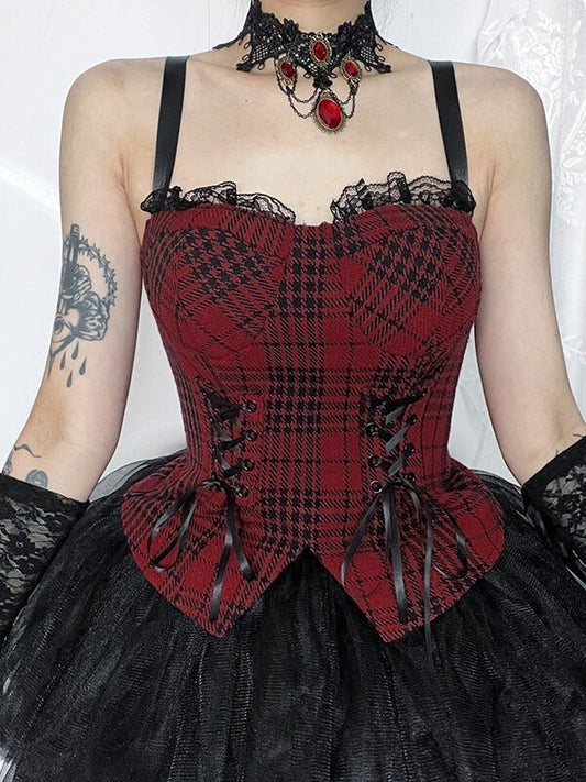 Red plaid doll camisole