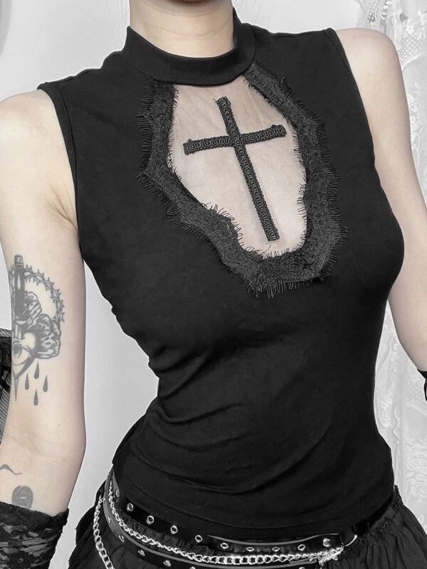 See-through cross top