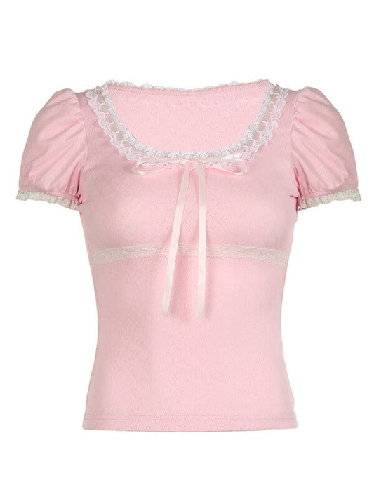 Serena soft bow puff top