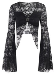 Butterfly skull goth lace crop top