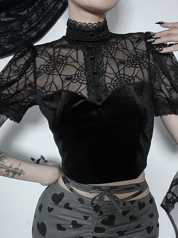 Spider goth lace top