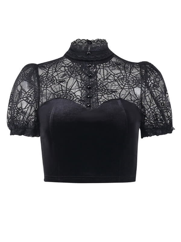 Spider goth lace top