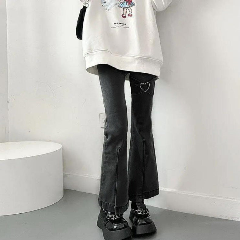 Vintage Y2K Black Denim Pants Kawaii Side