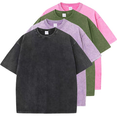 T-shirt oversize basic lavata con acido