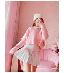 Dollette Kawaii Bow Pleated Mini Skirt