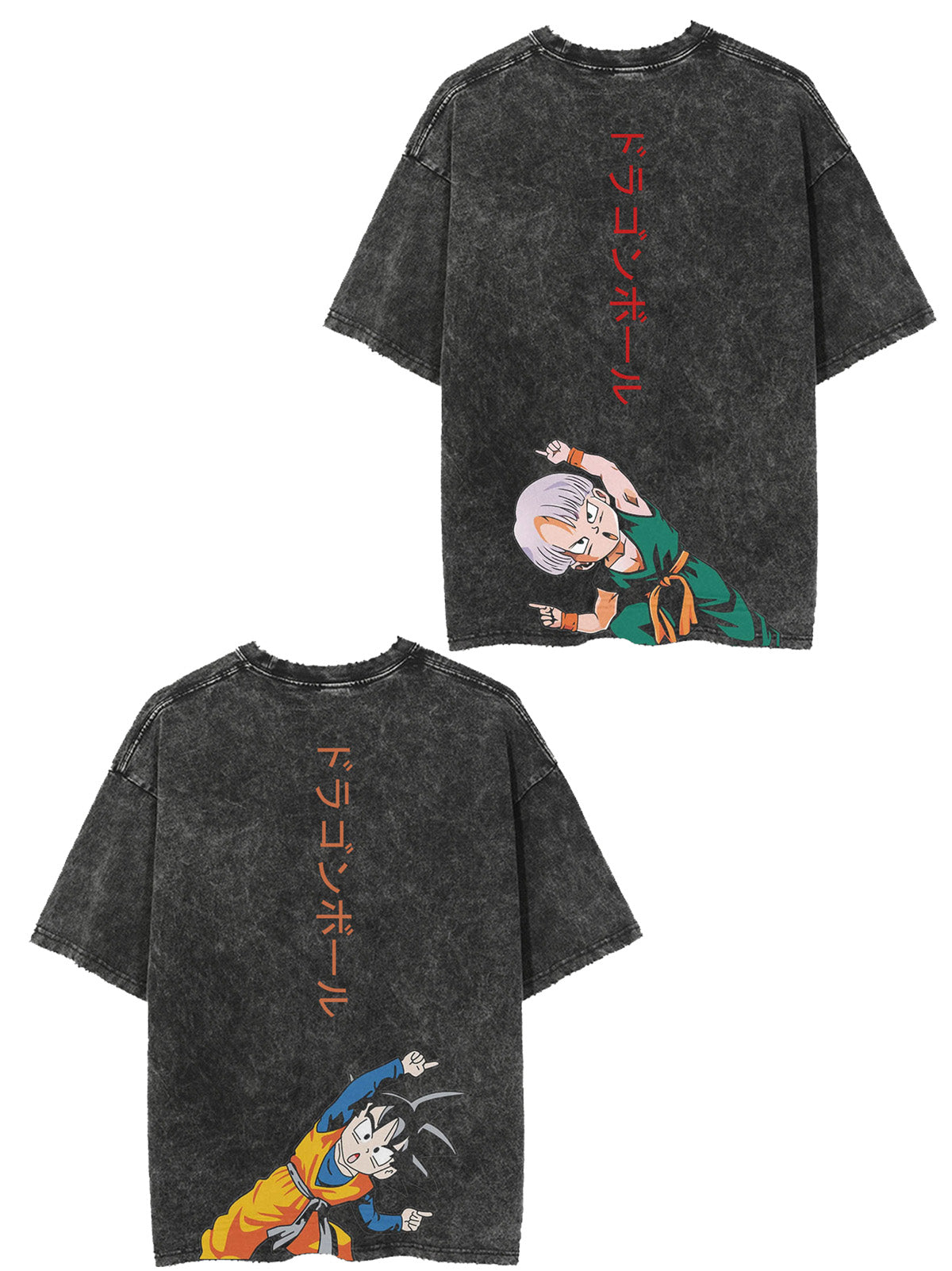 Trunks X Goten Fusion Vintage Oversize Tee Kawaii Side