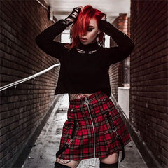 Egirl Punk Rock Plaid Straps Skirt