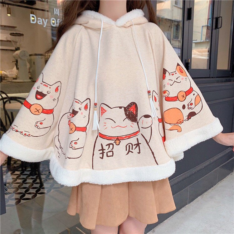 Japanese Aesthetic Poncho Coat