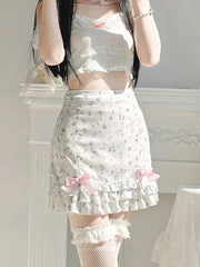 Floral Ruffle Mini Skirt