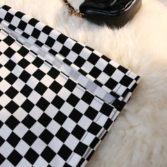 Long Skirt Checkerboard Print