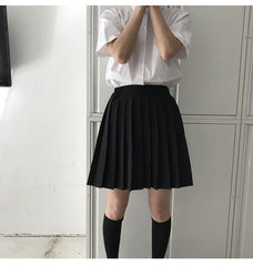 Dark Academia Schoolgirl Uniform Pleated Skirt Black