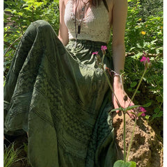 Fairy Grunge Fairycore Green Long Skirt