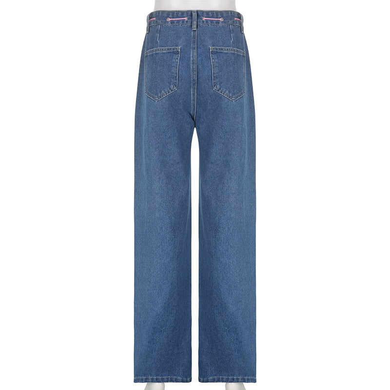 Y2K Indie Girl Heart Baggy Jeans