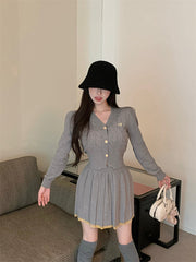 Classy Elegant Chic Fall Autumn Winter Knit Wool Cardigan Skirt Two Piece Set