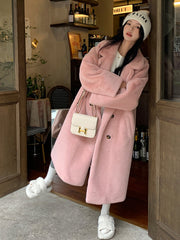 Mink Fur Velvet White Cream Brown Pink Soft Sweet Thick Long Coat