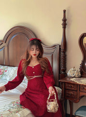 Xmas Christmas Holiday Festive Long Red Dress