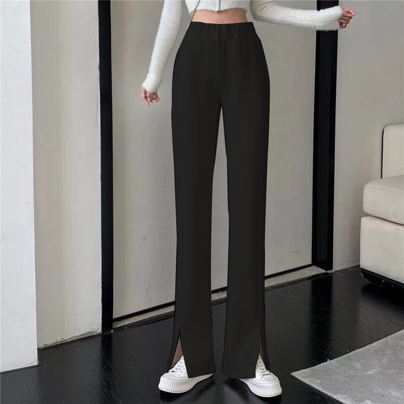 Causual Chic Comfy Velvet Long Wide Leg Gathered Waist Pants Kawaii Side