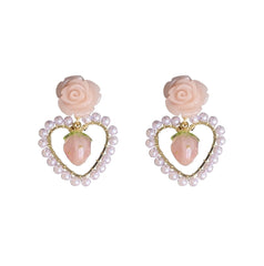 Beautiful Rose & Strawberry Pearl Earrings