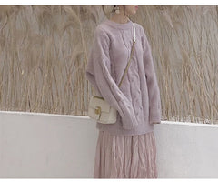 Knit Loose Pastel White Blue Pink Purple Sweaters