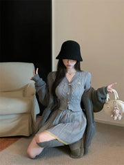 Classy Elegant Chic Fall Autumn Winter Knit Wool Cardigan Skirt Two Piece Set