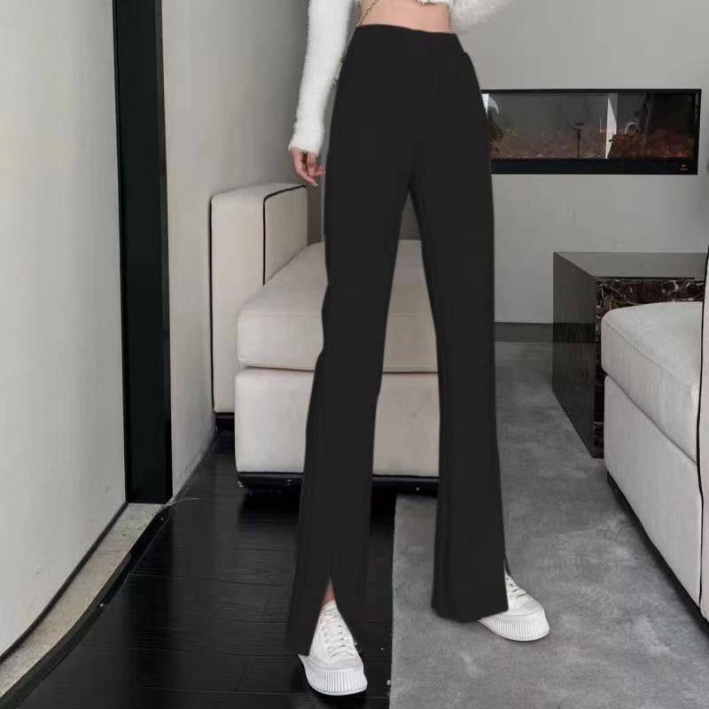 Causual Chic Comfy Velvet Long Wide Leg Gathered Waist Pants Kawaii Side