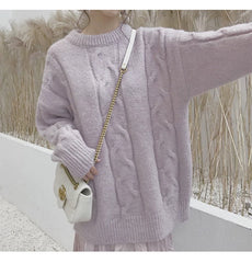 Knit Loose Pastel White Blue Pink Purple Sweaters