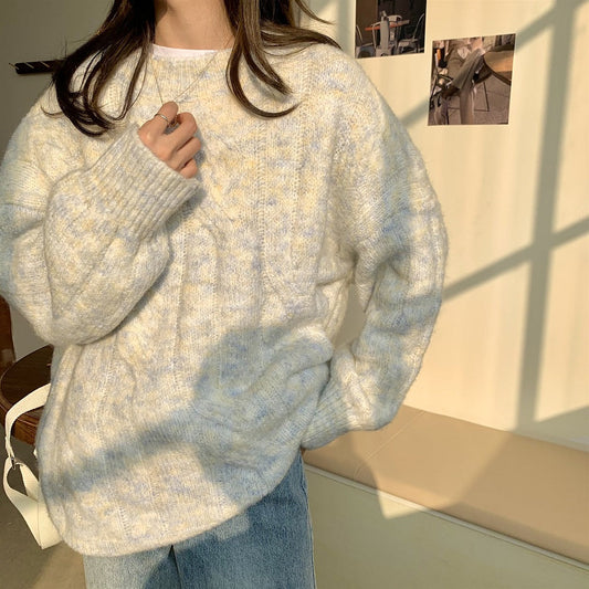 Plus Size Oversize Autumn Winter Knit Soft White Pink Sweaters