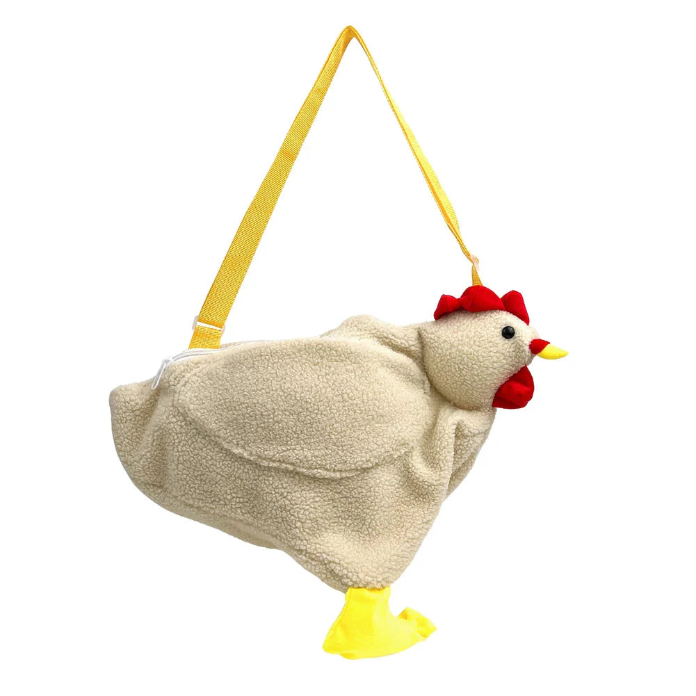 Funny Women Hen Shape Plush Bag Cute Cartoon Chicken Crossbody Shoulder Bag Travel Satchel Purse for Women Girl Handbags Bags GatoGeek BG 