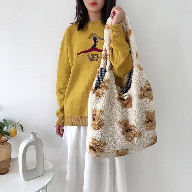 Kawaii Bear Cozy Shopping Tote Bag