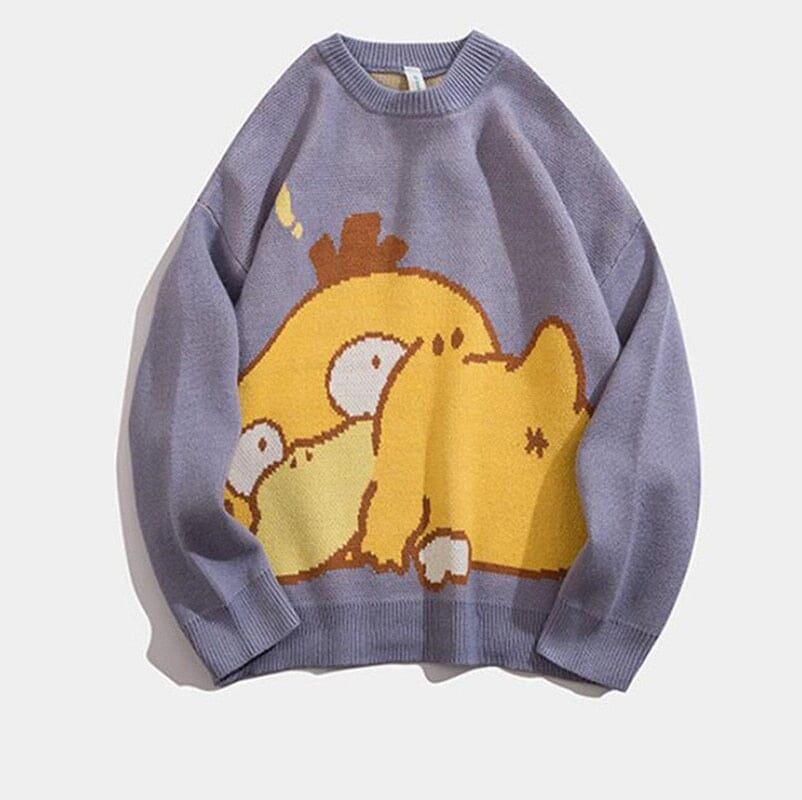 Kawaii Pokemon Sweater Anime Long Sleeve Snorlax Clothes Psyduck Pikachu Gengar Hoodie Loose Oversize Pullover Top For Man Women 0 GatoGeek 3 M 