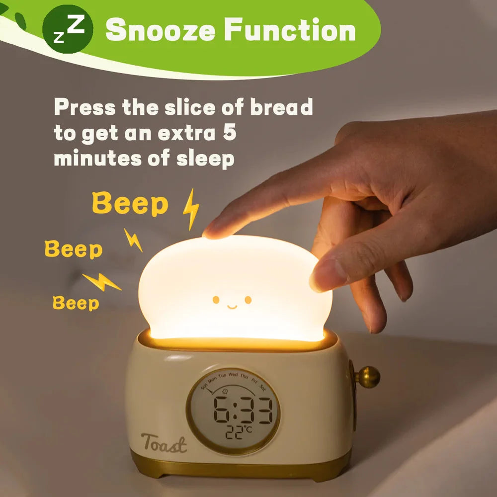 Kawaii Toast LED Night Light Digital Alarm Clock